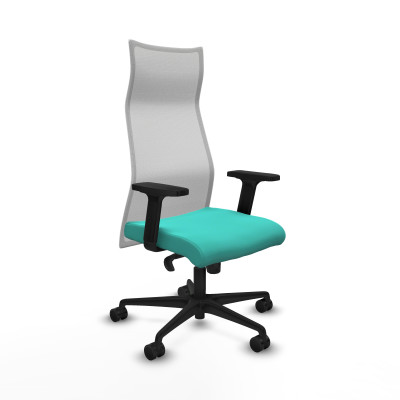 Albacete malla sincro malla blanca similpiel turquesa brazos 2D base nailon ruedas 65 mm nailon