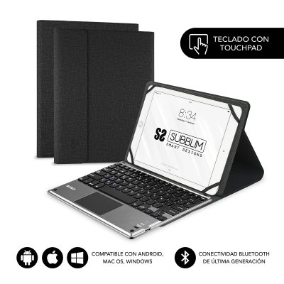 Funda con Teclado Subblim Keytab Pro Bluetooth Touchpad para Tablets de 10.1/ Negra