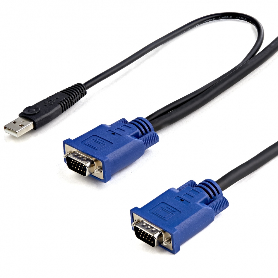 Cable KVM de 4,5m Ultra Delgado Todo en Uno VGA USB HD15 - 2 en 1