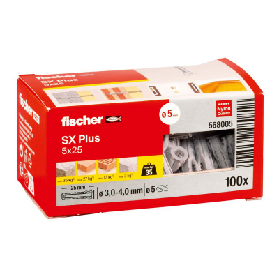 Taco sx plus ø5 x 25 mm, caja 100 uds
