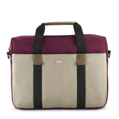 Hama Silvan Maletin para Portatiles hasta 16.2 - Poliester Reciclado - Bolsillo Frontal - Interior Acolchado - 42x5x32cm - Color Beige y Burdeos