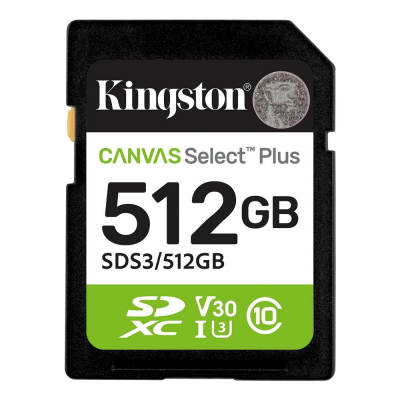 Tarjeta memoria sdxc 512gb kingston canvas select plus uhs - i clase 10