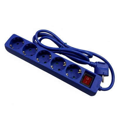 Regleta phasak 5 tomas schuko 16a con interruptor azul 1 -8 m