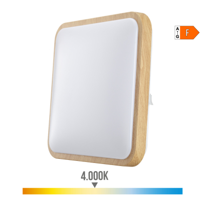 Aplique superficie cuadrado led efecto madera 18 w 4000 k 1820 lm 33 x 5 x 33 cm