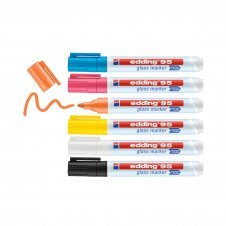 Edding 95 Glass marcador 6 pieza(s) Punta redonda Negro, Azul, Naranja, Rosa, Blanco, Amarillo