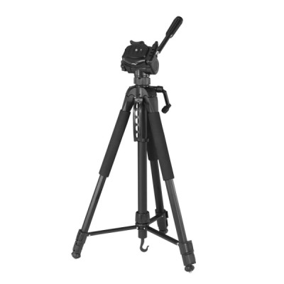 Hama Tripode para Camara con Rosca 1/4 - Peso Max 5kg - Altura hasta 170cm - Soporte para Smartphone y Tablet - Manivela en Columna Central - Aluminio - Soporte de Liberacion Rapida - Color Negro