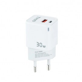 Tooq Cargador pared GAN USB-C/USB-A 30W