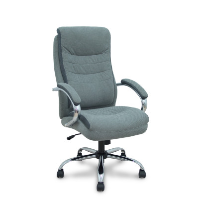 Sillón Opti533 basculante tapizado tela color gris base cromo ruedas nailon