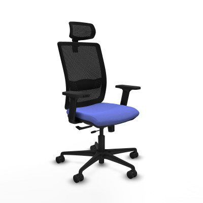 Haches traslack malla negra bali azul claro brazos 2D base nailon cabecero malla 2D ruedas 65mm nailon