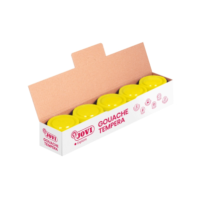 Jovi Bote de Tempera Escolar 35ml - Aplicacion en Multiples Superficies - Uso con Pincel, Rodillo o Espatula - Colores Mezclables - Color Amarillo