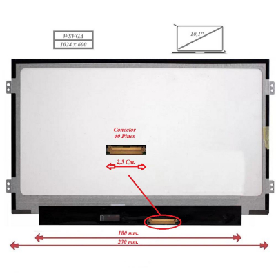 Pantalla para portátil LED 10.1 Slim 40 Pines