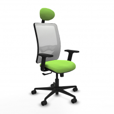 Piqueras y Crespo Zulema sincro malla blanca bali pistacho brazos 2D base nailon cabecero fijo ruedas 65mm nailon