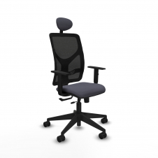 Piqueras y Crespo Motilla traslack malla negra bali gris oscuro brazos 1D base piramidal cabecero fijo ruedas 65mm nailon