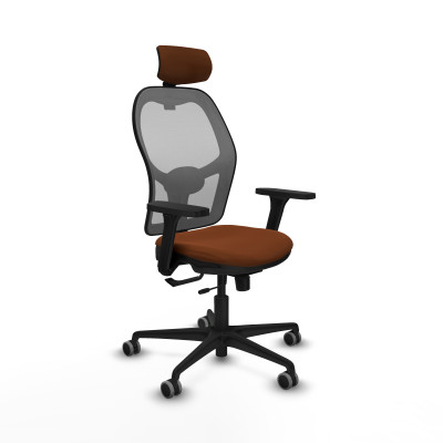 Jorquera traslack malla gris similpiel marrón brazos 3D base nailon cabecero 2D ruedas 65mm engomada