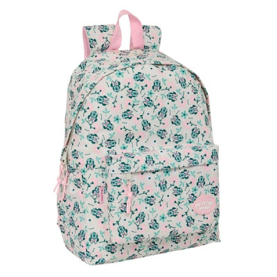 Safta Minnie Mouse Minty Mochila para Portatil hasta 14.1 - Bolsillo Frontal - Portabotellas - Tirador Doble - Hombreras Ergonomicas - Asa Superior - 310x130x430mm - Color Rosa Pastel