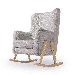 Sillón lactancia con patas madera en borreguillo gris · Glam SL119TB-278N