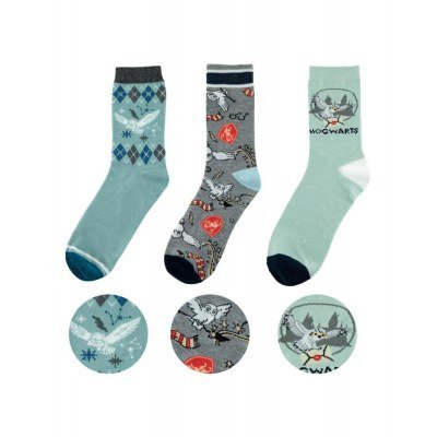 Set 3 pares de calcetines cinereplicas harry potter hedwig