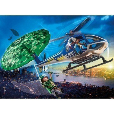 Playmobil ciudad helicoptero de policia persecucion en paracaidas