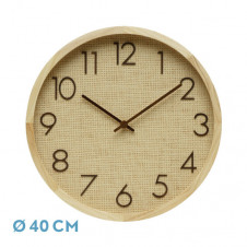 Reloj De Pared Grenoble Haya/rafia Natural 40x40x4,5cm Mov Continuo