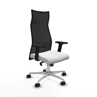 Albacete malla sincro malla negra bali blanco brazos 2D base aluminio ruedas 65 mm nailon