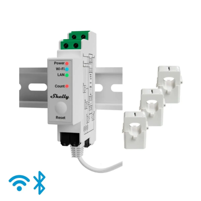 Medidor Consumo WiFi BT LAN DIN SHELLY PRO-3EM-120A