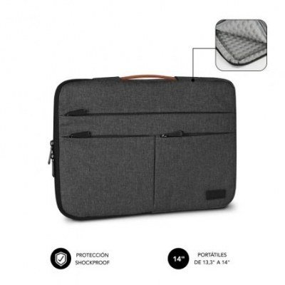 Funda Subblim Air Padding 360 Sleeve para Portátiles hasta 14/ Gris Oscuro