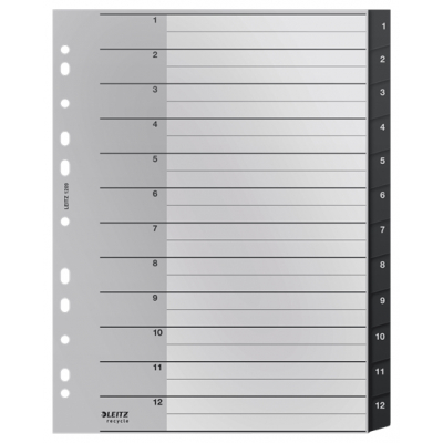 12090000 lengüeta de índice Separador numérico con pestaña Polipropileno (PP) Negro, Blanco