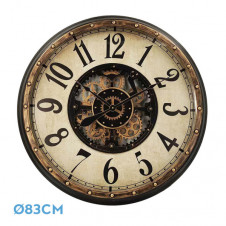 Reloj De Pared Treviso Oro/negro 83x83x10cm Engranajes Con Movimiento