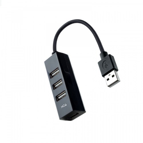 Nanocable Hub USB 2.0 con 4 Puertos de USB 2.0, USB-A/M-USB 2.0/H, Negro, 15 cm