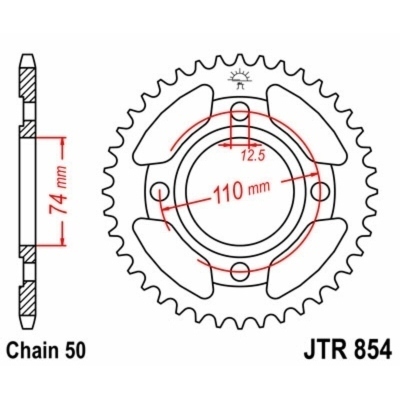 Corona JT SPROCKETS acero estándar 854 - Paso 530 JTR854.43