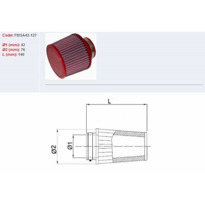 Filtro de aire BMC universal cónico Ø42mm x 127mm FMSA42-127 FMSA42-127