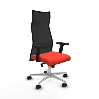 Albacete malla sincro malla negra bali naranja oscuro brazos 2D base aluminio ruedas 65 mm nailon