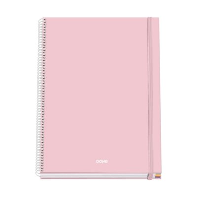 Dohe Serenity Cuaderno Espiral A4 100 Hojas Microperforadas Cuadricula 5mm - Tapa Dura Carton Forrado - Cierre de Goma - Bandas de Color - Color Rosa
