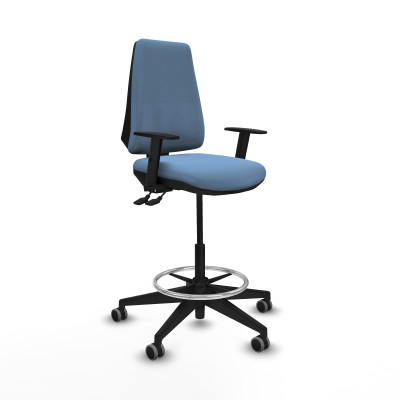 Taburete Elche AS bali azul cielo brazos 1D base piramidal ruedas 65mm engomadas