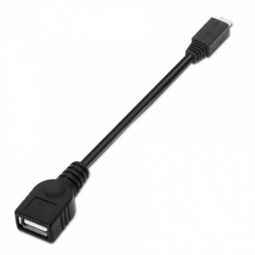 Aisens Cable Usb 2.0 Otg, Tipo Micro B/M-A/H, Negro, 15Cm