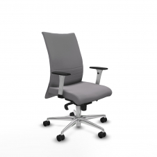 Piqueras y Crespo Albacete confidente sincro similpiel gris brazos 1D blancos base aluminio ruedas 65 mm nailon