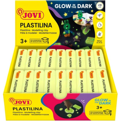 Jovi Bandeja con 18 Pastillas de Plastilina 50gr Fluorescente - Muy Moldeable - No se Seca