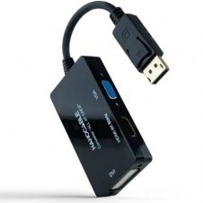 Adaptador DisplayPort Nanocable 10.16.3301-ALL/ HDMI Hembra - DVI-D Hembra - VGA Hembra/ 20cm/ Negro