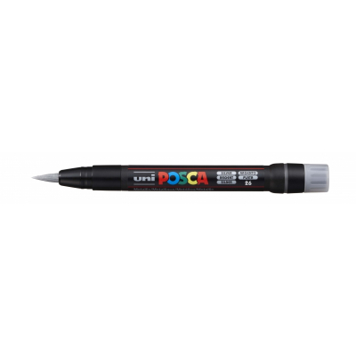 Posca PCF-350 Marcador de Pintura - Punta Acrilica Estilo Pincel - Tinta Pigmentada Base al Agua - Resistente a la Luz - No Permanente - Ideal para Carteleria y Decoracion - Color Plata