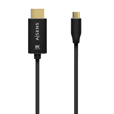 Cable Conversor Aisens A109-0712/ USB Tipo-C Macho/ HDMI 8K Macho/ 2m/ Negro