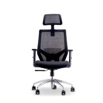 Urban Factory Ergo Silla de Oficina Ergonomica - Soportes Lumbar y Cervical Ajustables - Respaldo de Malla - Ajustable - Color Negro