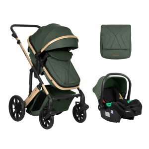 Carrito de bebé Kikkaboo 3 en 1 asiento transf. Darling Verde Militar