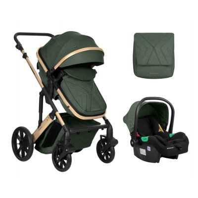 Carrito de bebé Kikkaboo 3 en 1 asiento transf. Darling Verde Militar