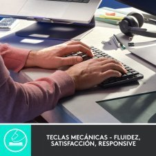 Logitech MX Mini Mechanical teclado RF Wireless + Bluetooth QWERTY Internacional de EE.UU. Grafito, Gris