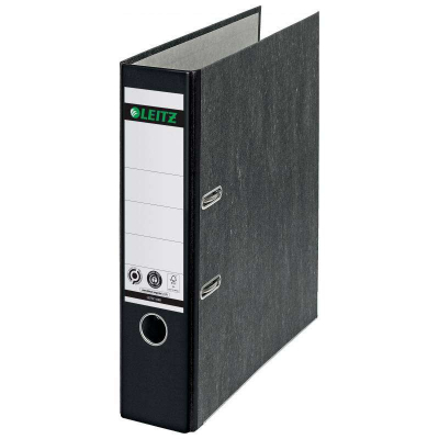 Leitz 180º Archivador de Palanca A4 - Lomo 80mm - Ollao, Rado y Tarjetero - 100% Carton Reciclado - Color Negro