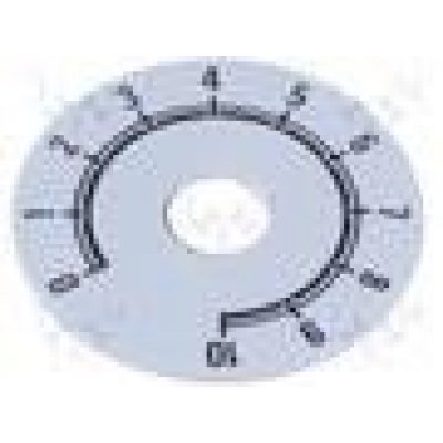 Disco Boton de Mando Numerado escala 0 a 10, diametro 41mm color fondo Plata