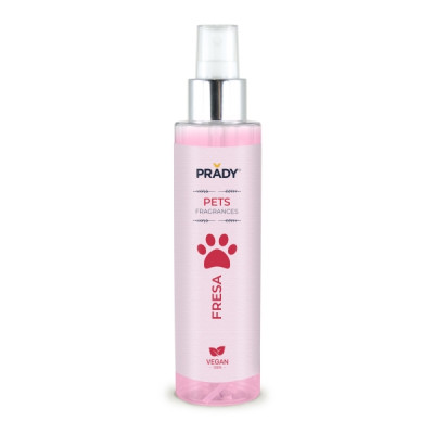 Perfume para mascotas Prady Fresa - Frasco de 150 ml | Spray pulverizador
