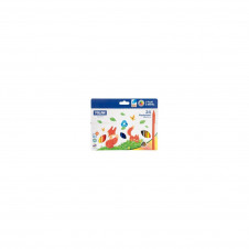 MILAN PLASTIPASTEL caja 24 lápices diseño triangular 3 trazos diferentes colores surtidos 022T24