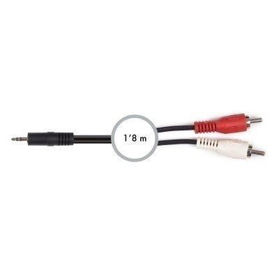 Cable JACK 3,5 Stereo a 2 RCA Macho 1,8m