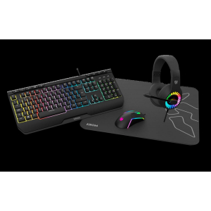 Teclado + Ratón + AURICULAR + Alfombra KROM KIT KENYA GAMING